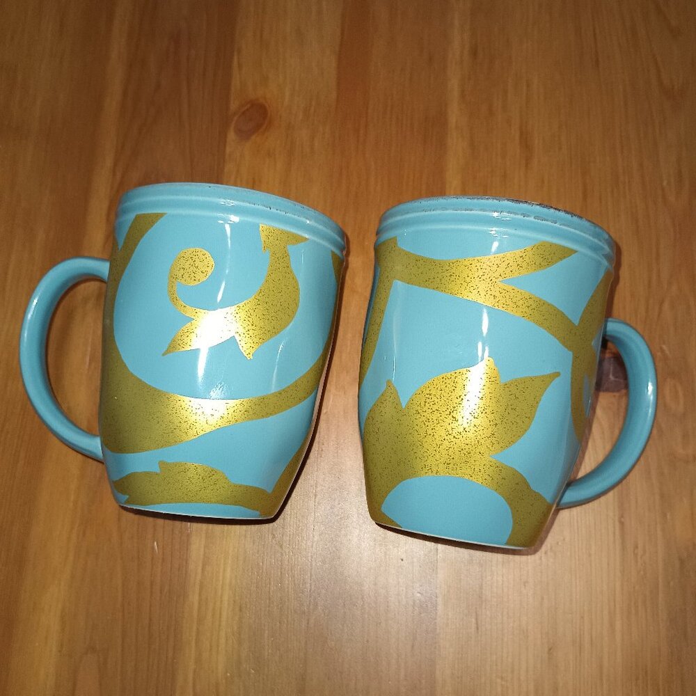 Rachael Ray Gold Scroll mugs‎ 2
